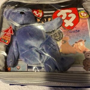 Ty Blue and Purple Bear Millenniam Collector Kit